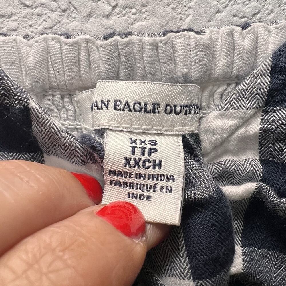 American Eagle Romper Size XXS Blue White Gingham Pockets Summer Cottage Preppy - Picture 4 of 15